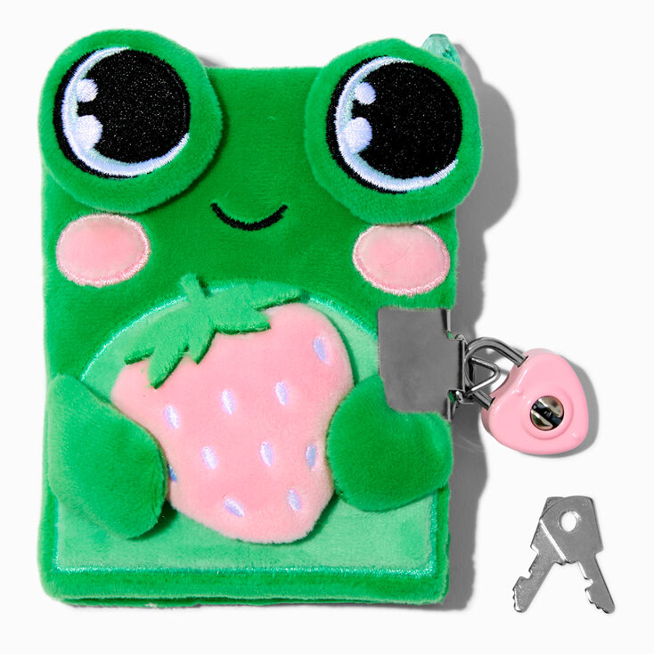 Claire&#39;s Club Strawberry Frog Plush Mini Lock Diary,