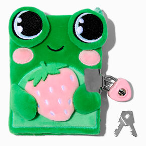 Claire&#39;s Club Strawberry Frog Plush Lock Diary,