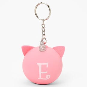 Initial Unicorn Stress Ball Keychain - Pink, E,