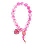 Bracelet &eacute;lastique rose &agrave; perle d&#39;imitation craquel&eacute;es avec breloque coeur,