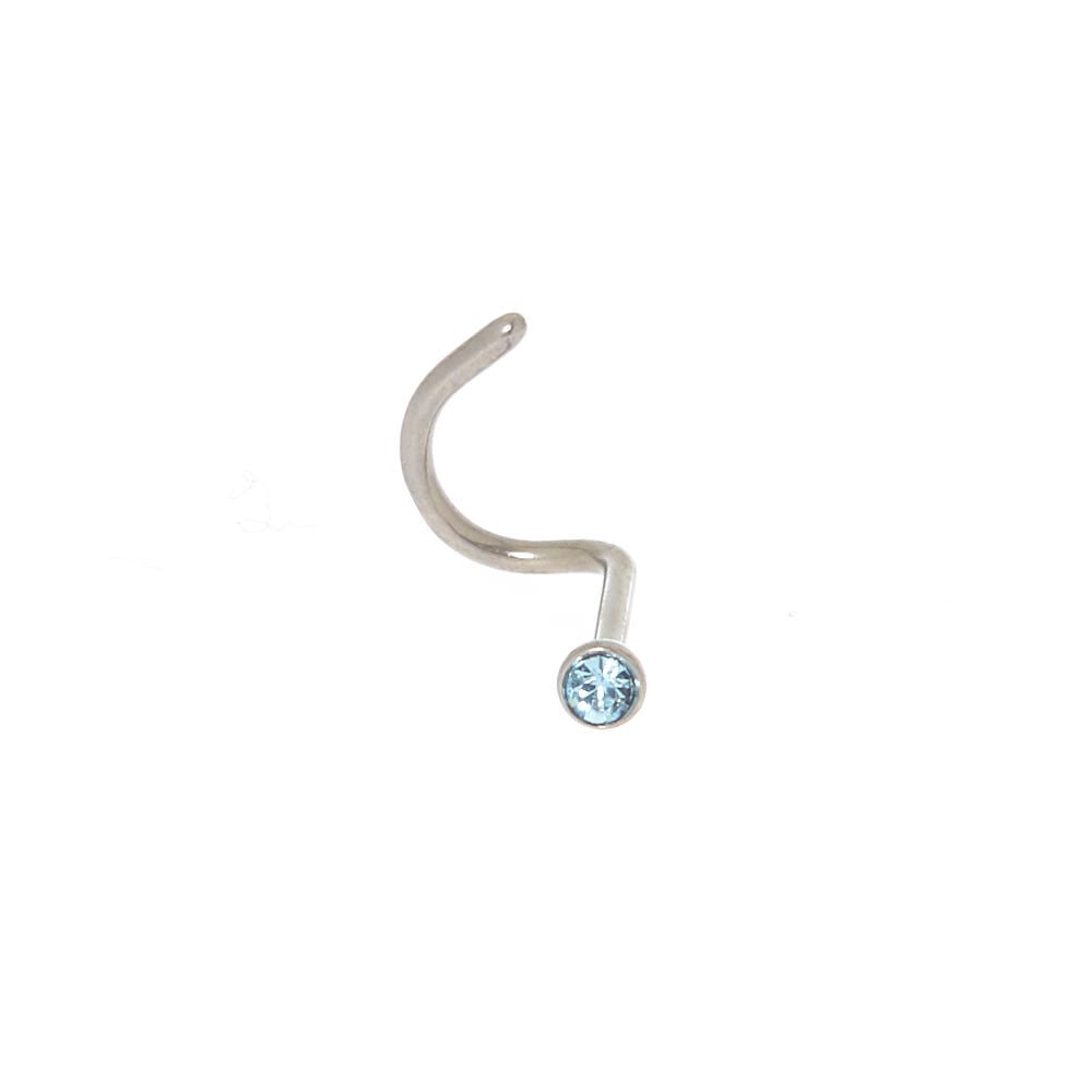 Anneau de piercing nombril avec pierre couleur aqua 20 g couleur titané,
