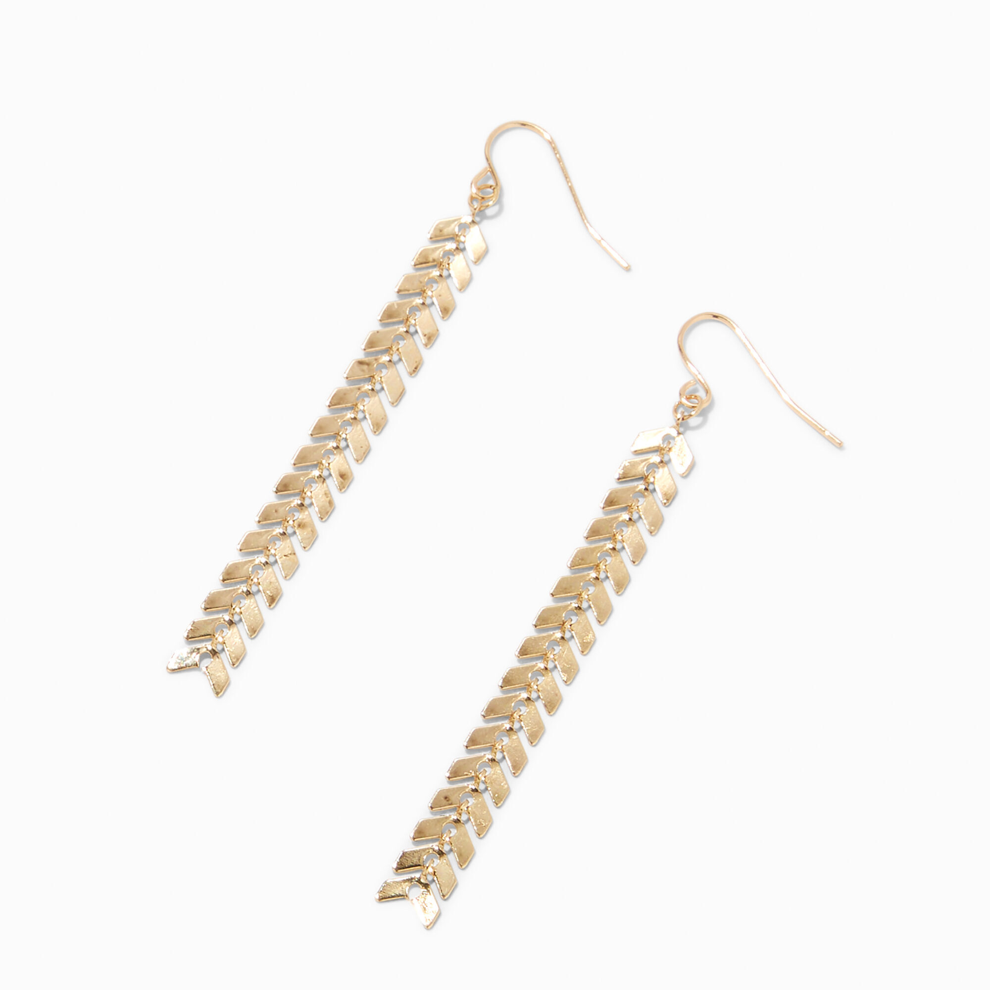 View Claires Tone 25 Arrow Linear Drop Earrings Gold information