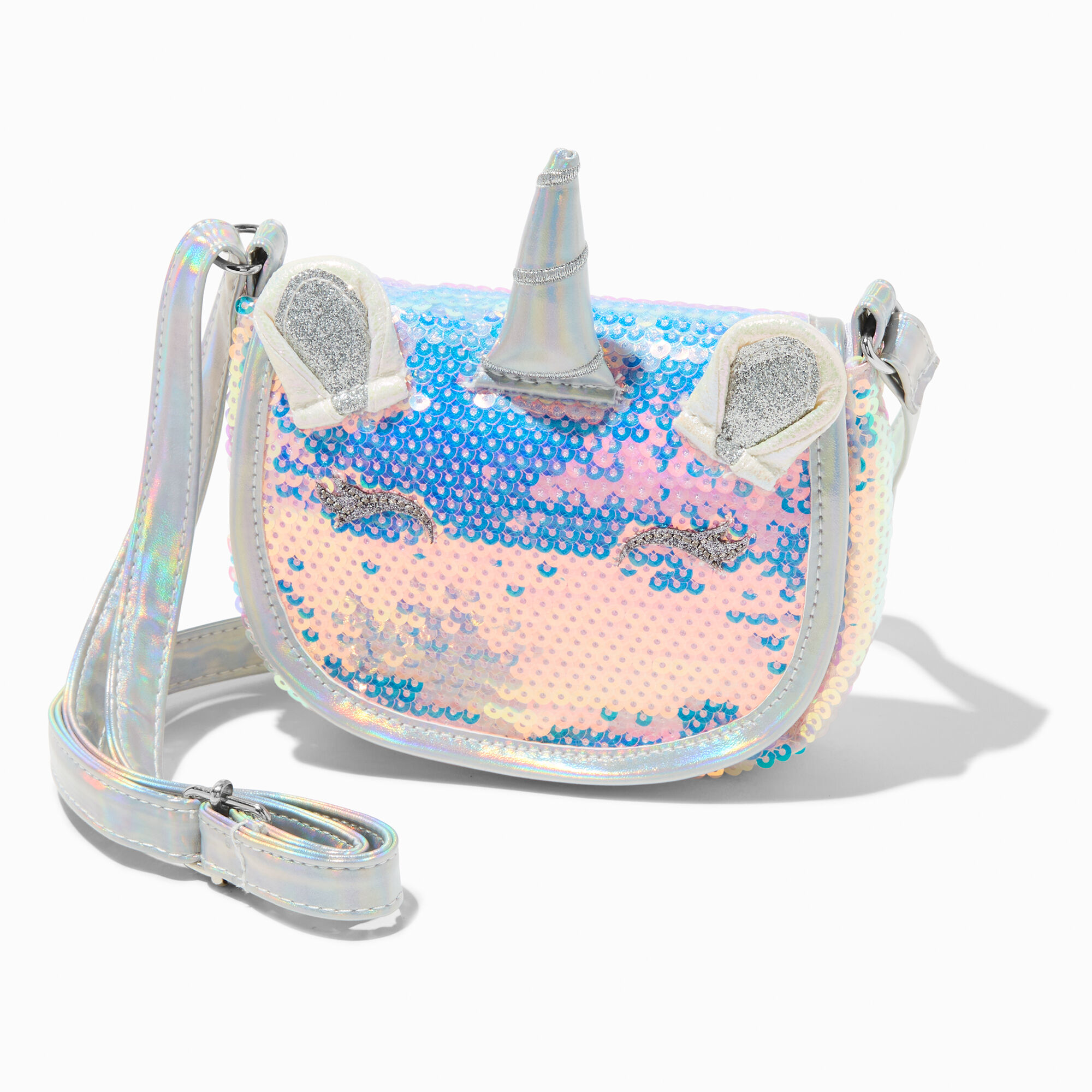 View Claires Club Iridescent Sequin Unicorn Crossbody Bag information