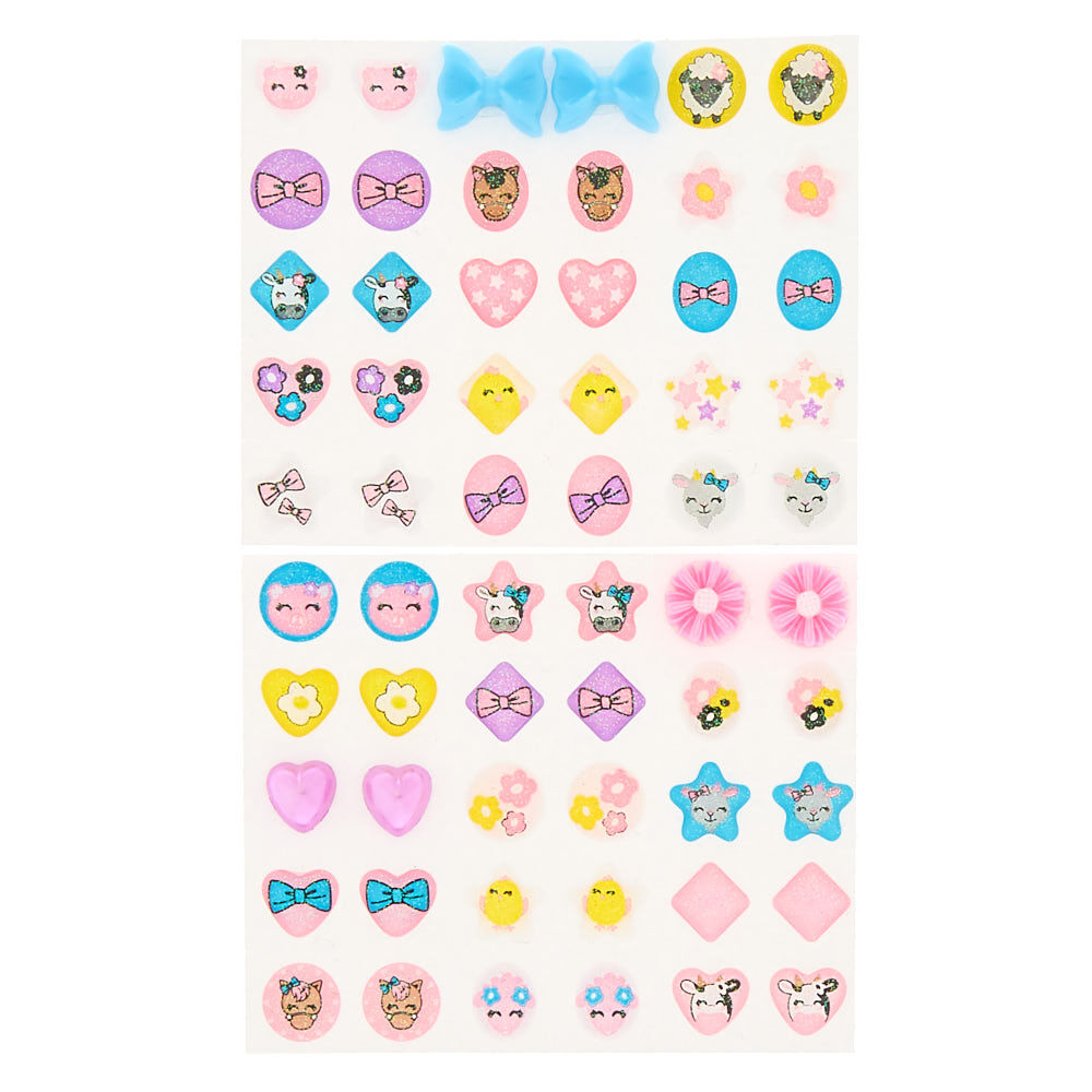 Claire s Club Animal Stick On Earrings 30 Pack Claire s