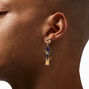 Gold 2&quot; Blue Face Outline Drop Earrings,
