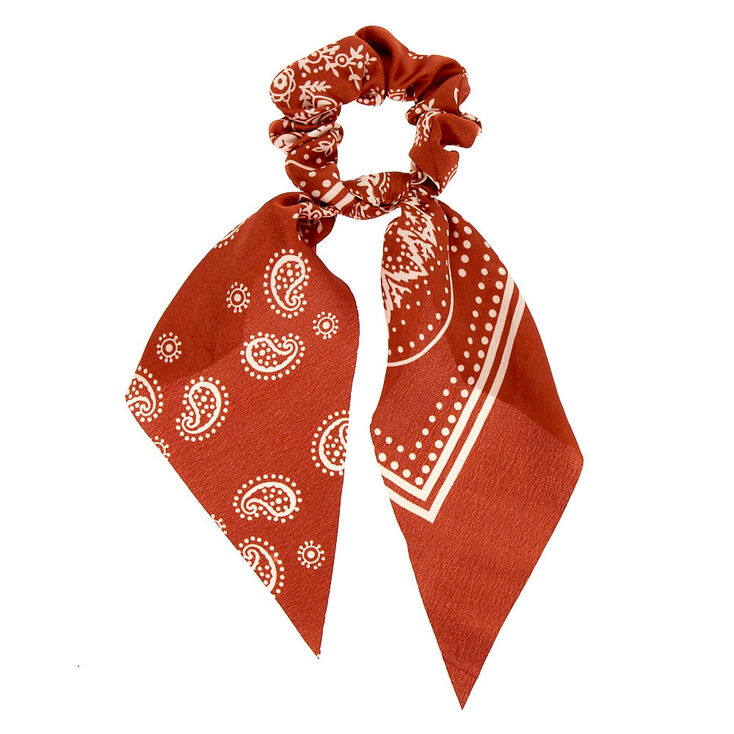 Paisley Satin Scarf Hair Scrunchie - Sienna,