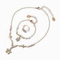 Claire&#39;s Club Iridescent Flower Gold-tone Jewelry Set - 3 Pack,
