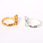 Mixed Metal Embellished Crown Friendship Rings - 3 Pack,