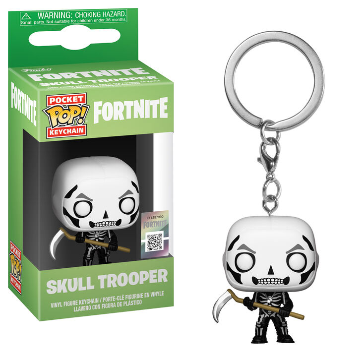 Porte-cl&eacute;s en vinyle noir Skull Trooper de Fortnite,