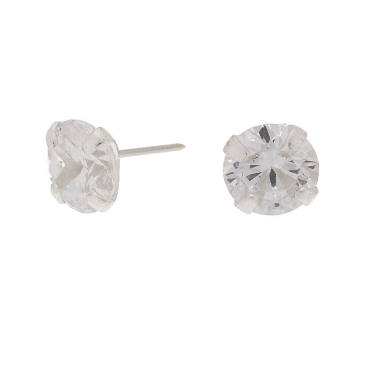 Sterling Silver Cubic Zirconia 5MM Round Crystal Stud Earrings,