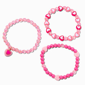 Pink Heart Stretch Bracelets - 3 Pack,