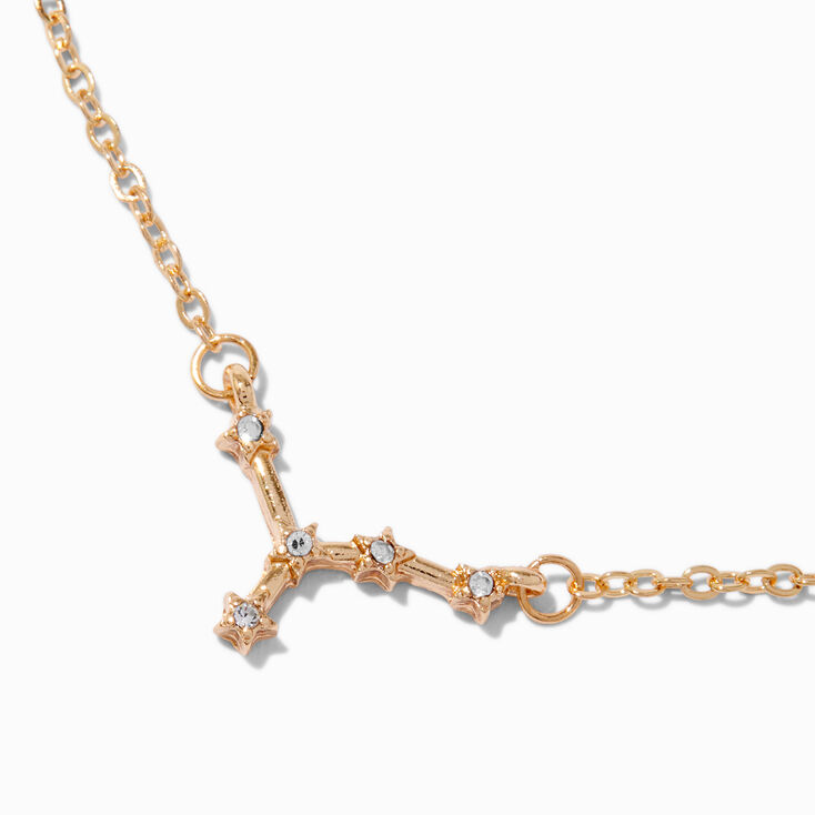 Gold-tone Zodiac Constellation Pendant Necklace - Cancer,