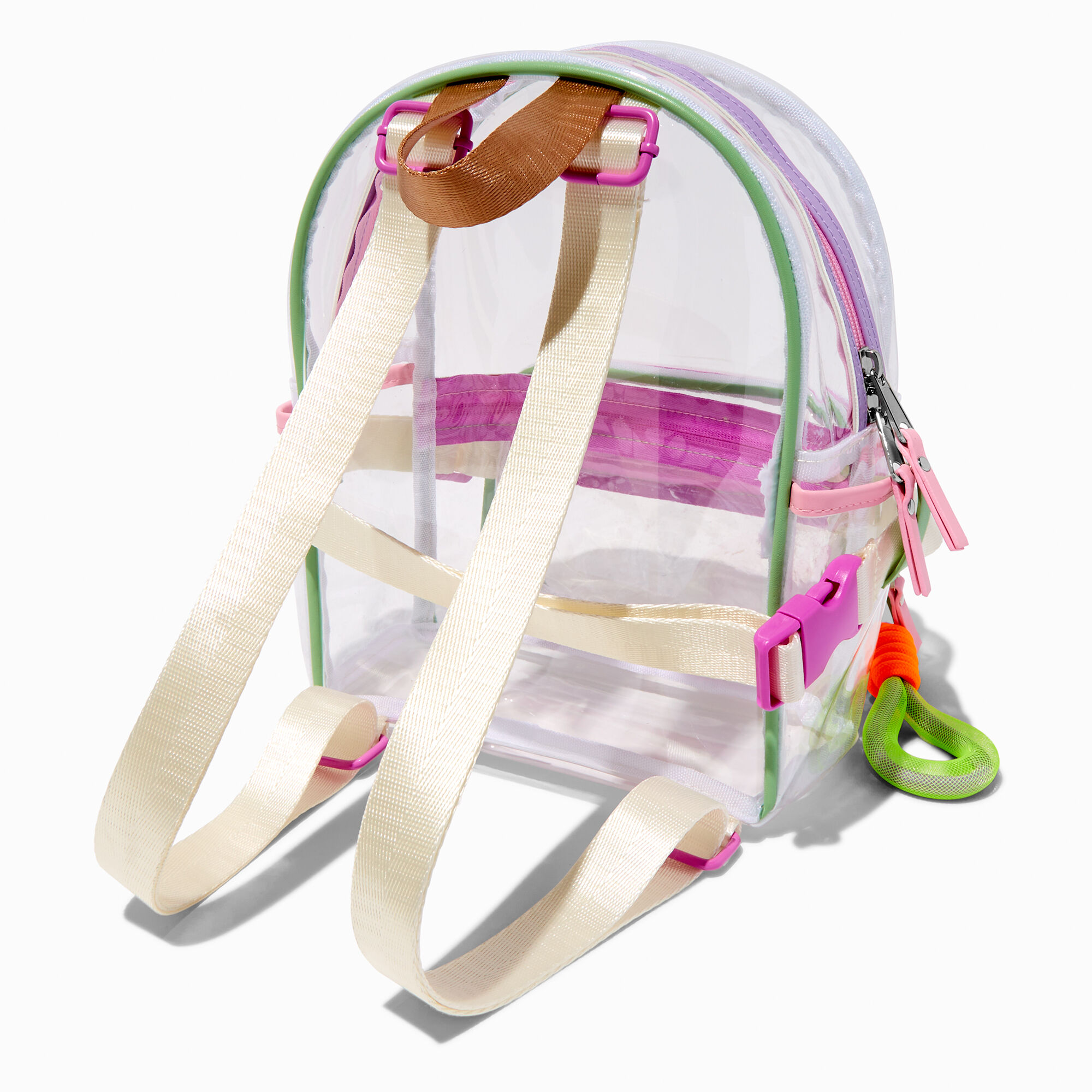 Translucent Colorblock Small Backpack with Belt Bag,