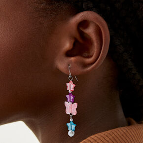 Beaded Butterfly 2&quot; Drop Earrings ,