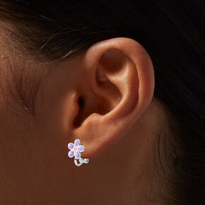 Purple Daisy Clip-On Earrings,