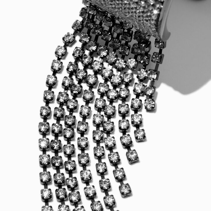 Bracelet manchette &agrave; pompon strass couleur h&eacute;matite,