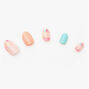 Floral Stiletto Press On Faux Nail Set - Mint/Coral, 24 Pack,