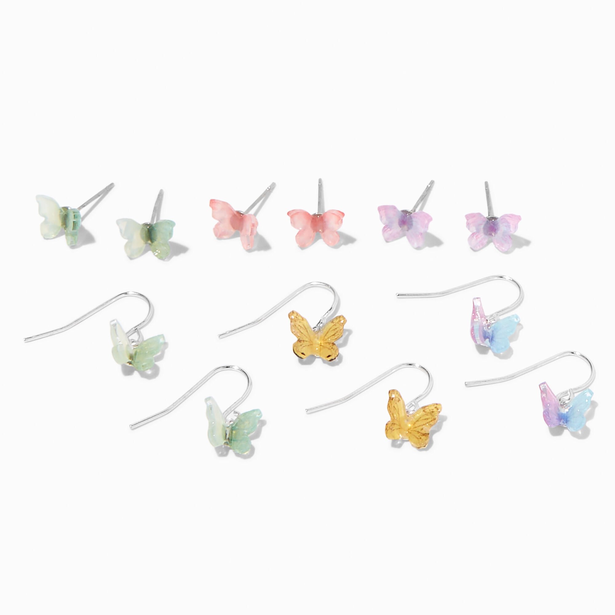 View Claires Pastel Butterfly Earrings Set 6 Pack Silver information