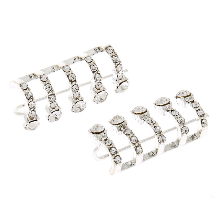 Claire's Bijoux d'oreille façon créole avec strass de 2,5 cm couleur argenté