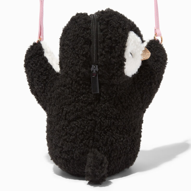 Claire&#39;s Club Sherpa Hugging Penguin Crossbody Bag,