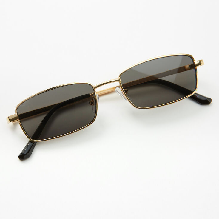 Gold Mirror Rectangular Sunglasses - Gold