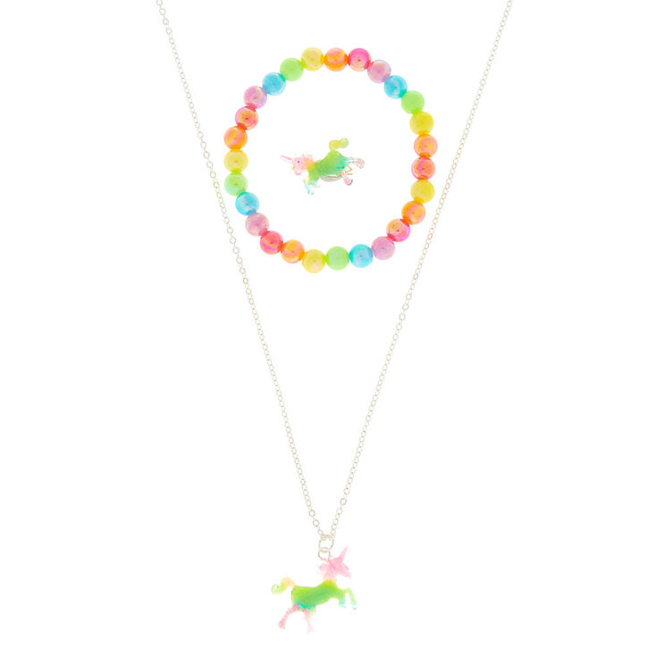 Claire&#39;s Club Rainbow Unicorn Jewellery Set - 3 Pack,