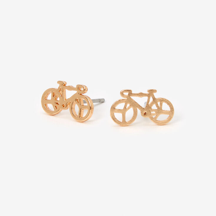 Gold Bicycle Stud Earrings,