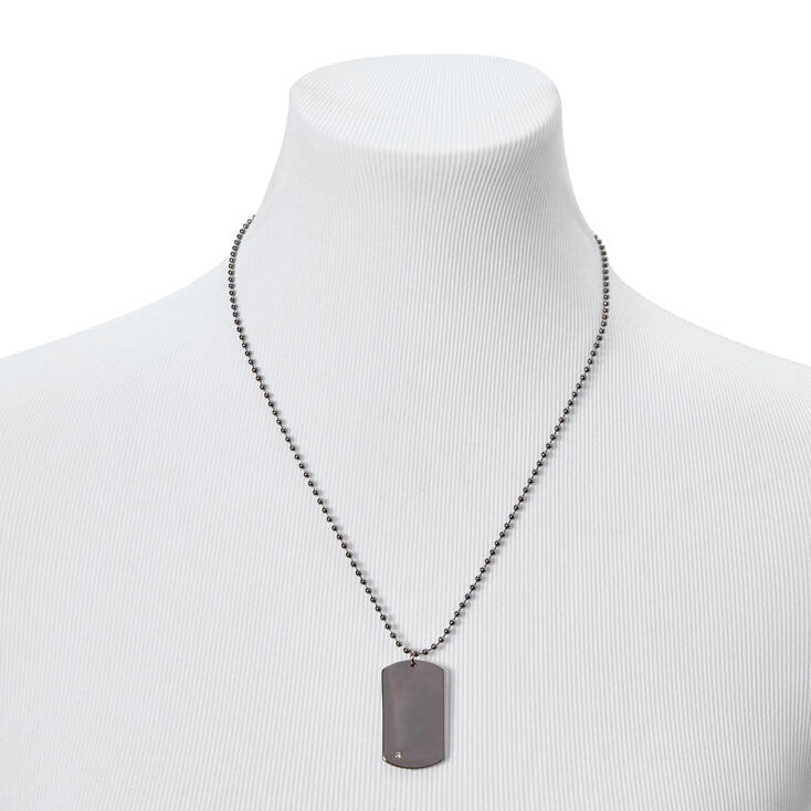 Silver-tone Dog Tag Pendant Chain Necklace,