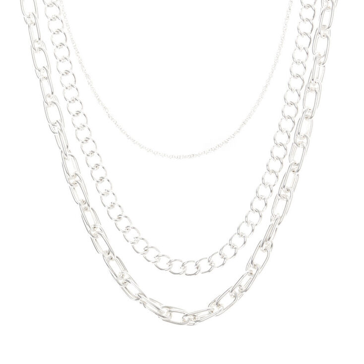 Silver Chain Multi Strand Necklace,