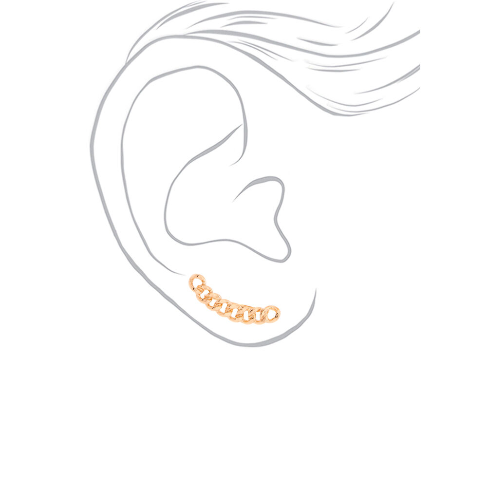Gold 1" Chain Ear Crawler Earrings,