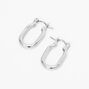 Silver 20MM Squared Oval Hoop Earrings,