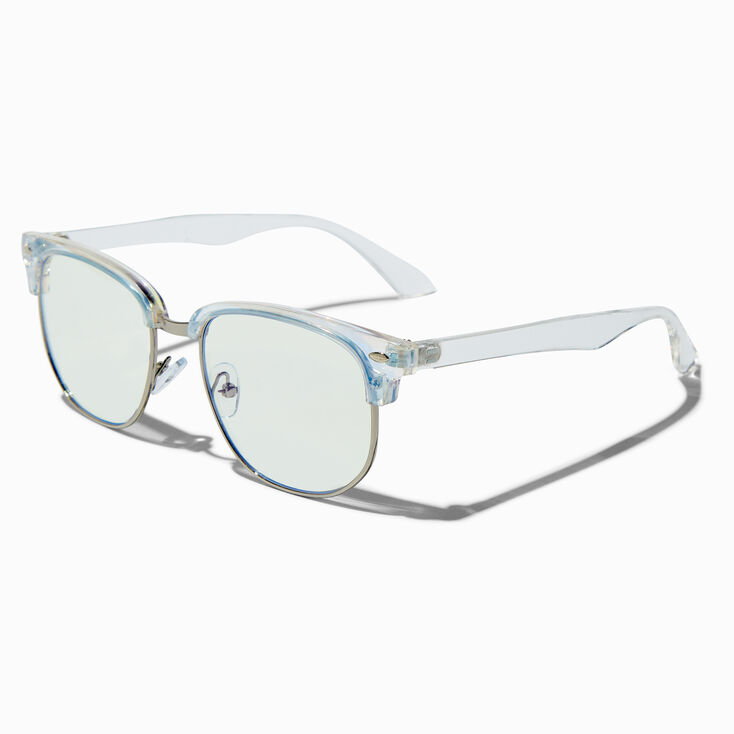 Lunettes &agrave; verres transparents bleu clair avec r&eacute;duction de la lumi&egrave;re bleue,