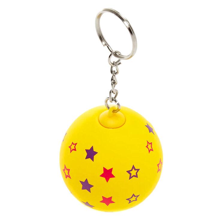 Porte-cl&eacute;s avec balle anti-stress &agrave; imprim&eacute; &eacute;toile jaune,
