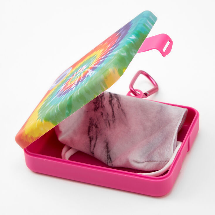 Rainbow Tie Dye Face Mask Case - Light Pink,