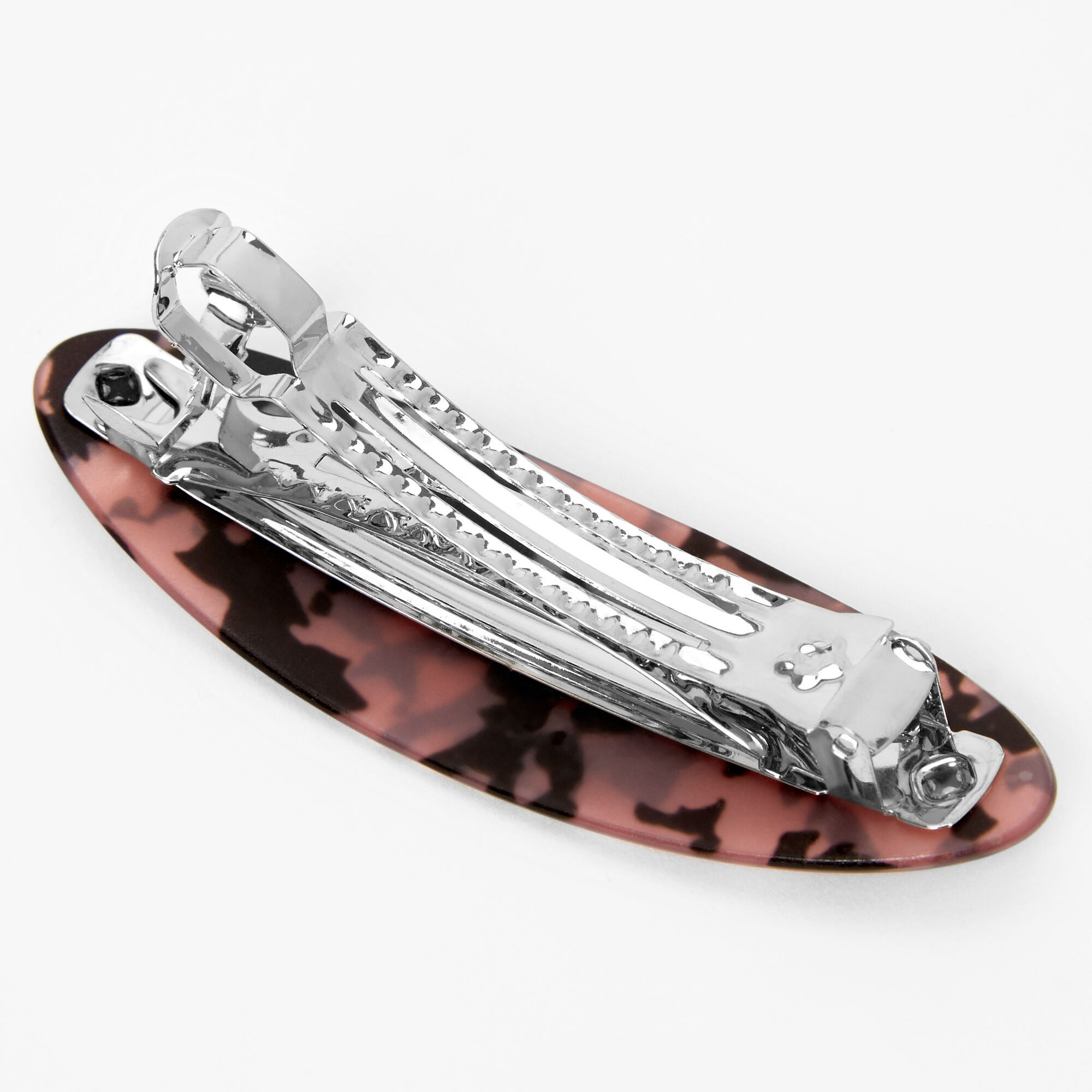 Oval Tortoiseshell Hair Barrette Clip - Pink,