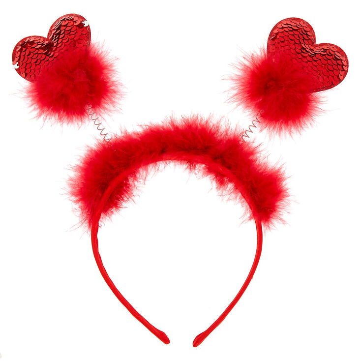 Sequin Hearts Deely Bopper Headband - Red,