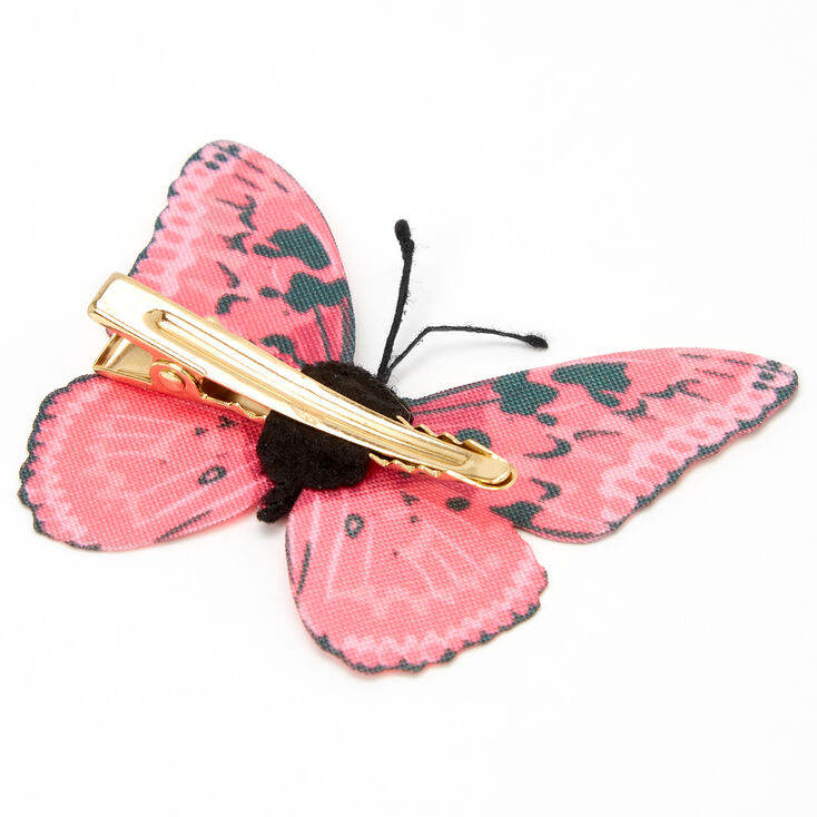 Barrette &agrave; cheveux papillon rose,