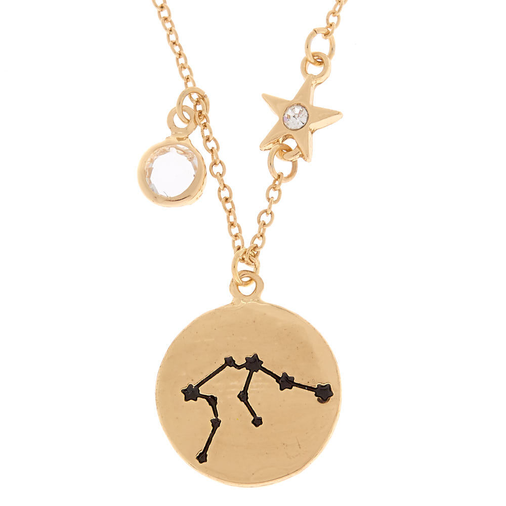 Gold Zodiac Pendant Necklace - Aquarius,