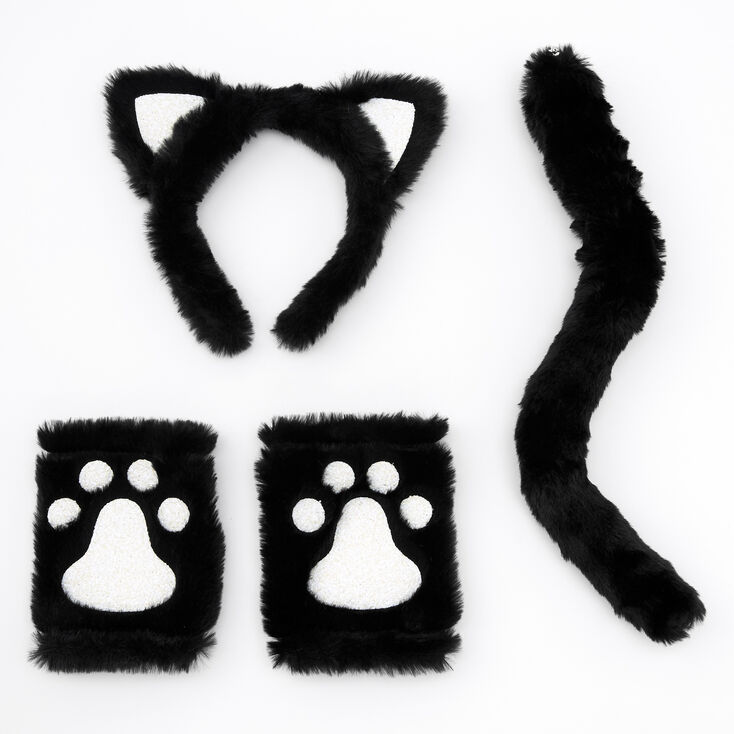 Furry Cat Costume Set - Black,