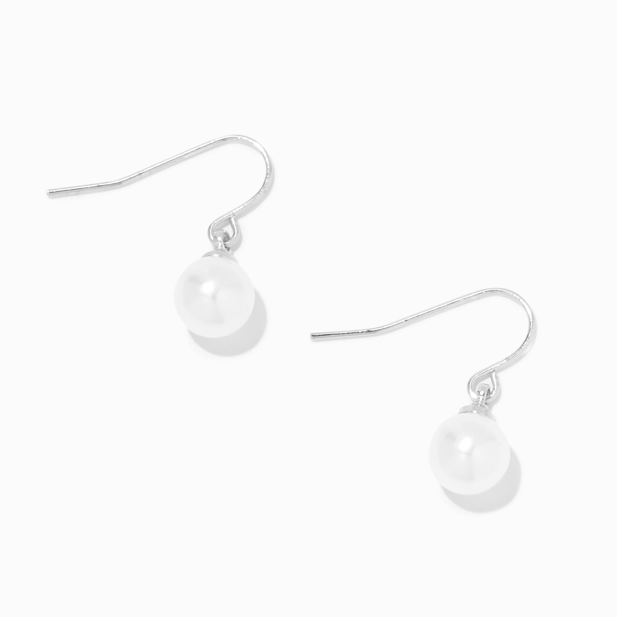View Claires Pearl 05 Silver Drop Earrings White information