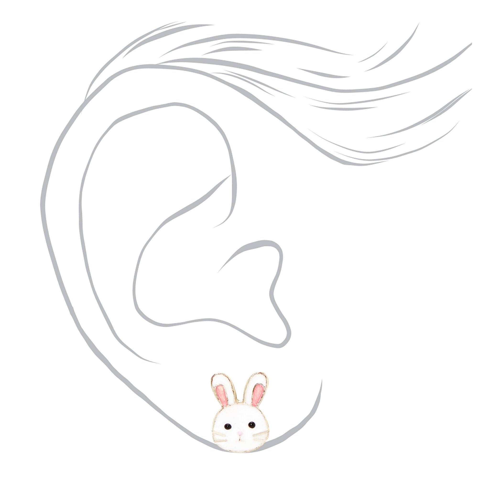 Easter Bunny Face Stud Earrings,