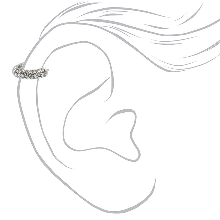 Silver-tone 18G Paved Crystal Cartilage Hoop Earring,