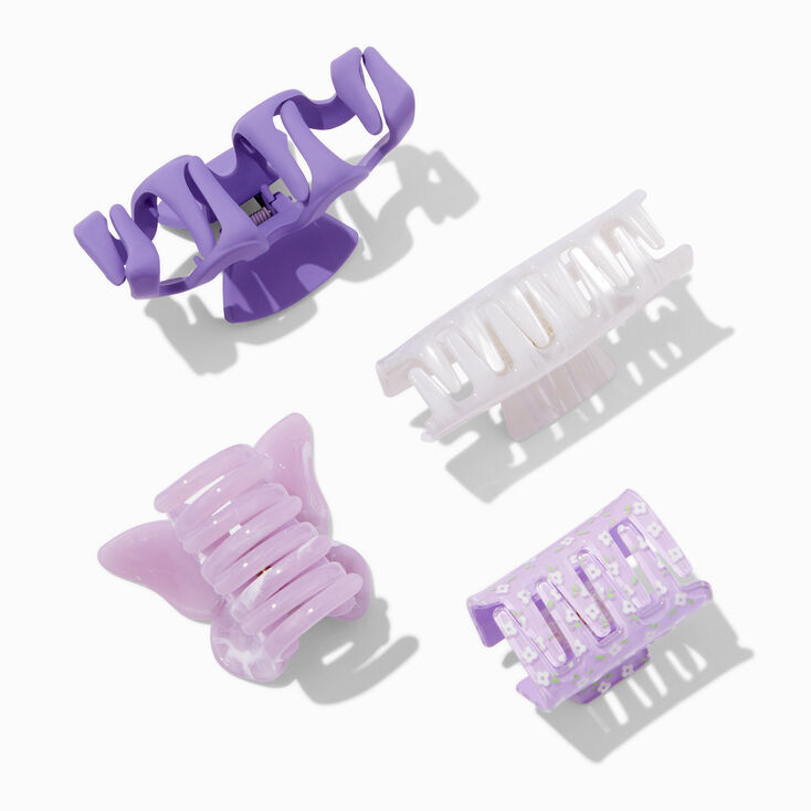 Mixed Purple Butterfly Hair Claws - 4 Pack,