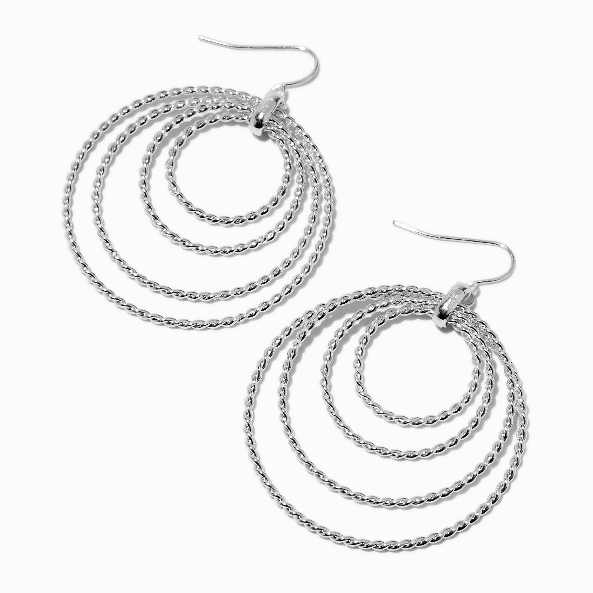 View Claires Tone Twisted Ring 15 Drop Earrings Silver information