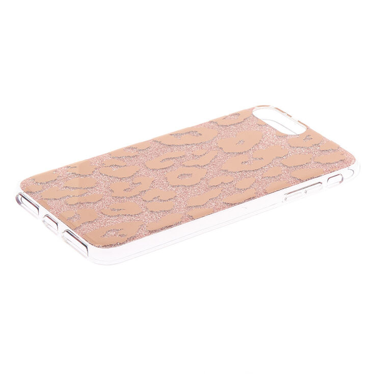 Rose Gold Glitter Leopard Ring Holder Phone Case - Fits iPhone 6/7/8/SE,