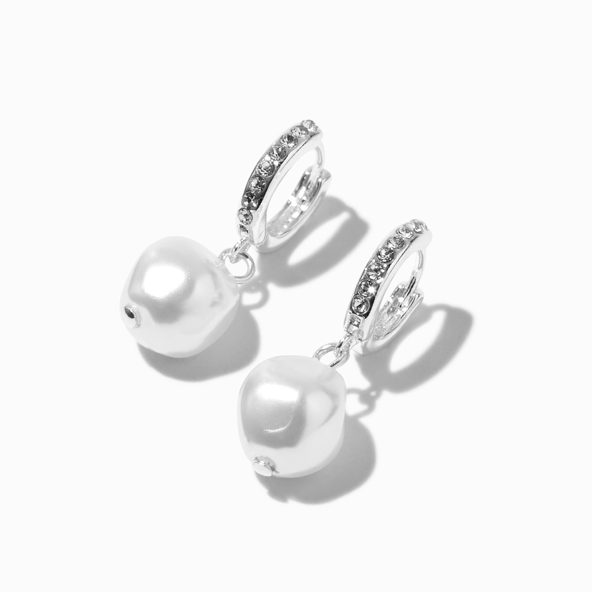 Pearl Huggie Hoop Earrings