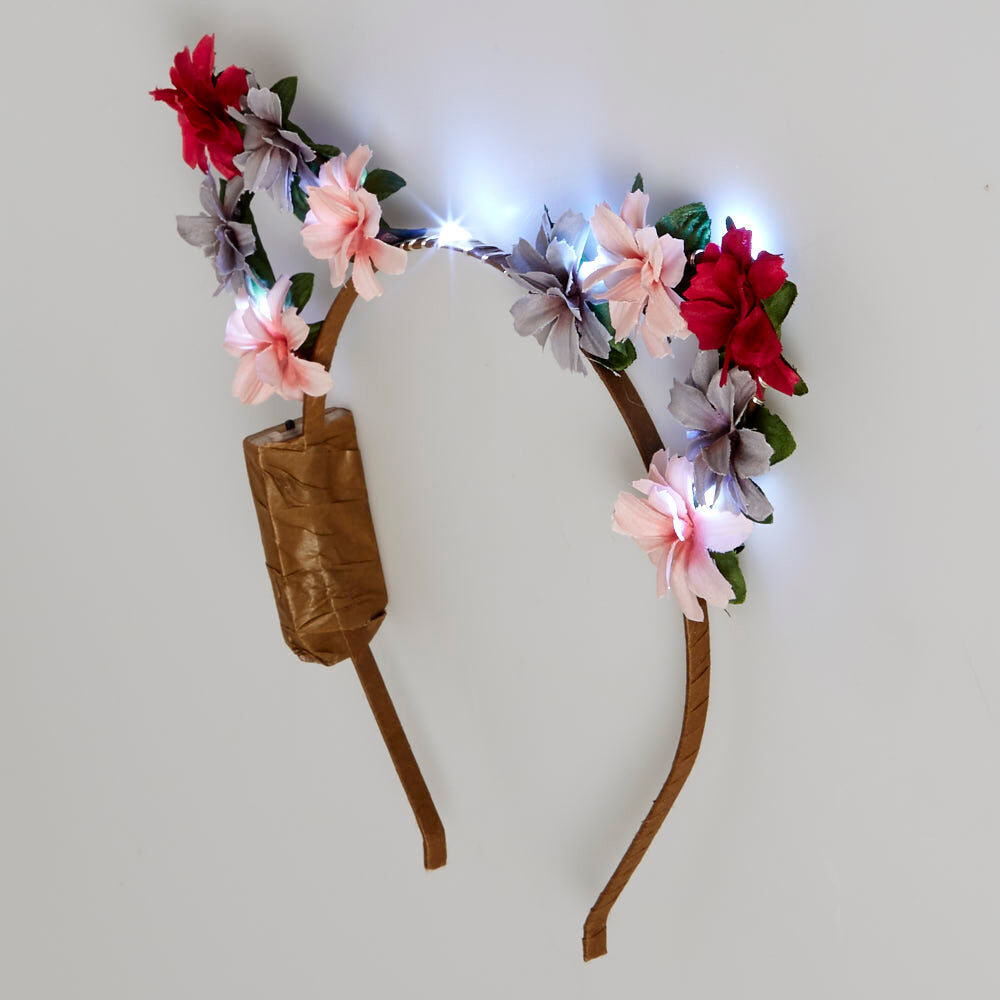 Light Up Pink Flower Cat Ear Headband,