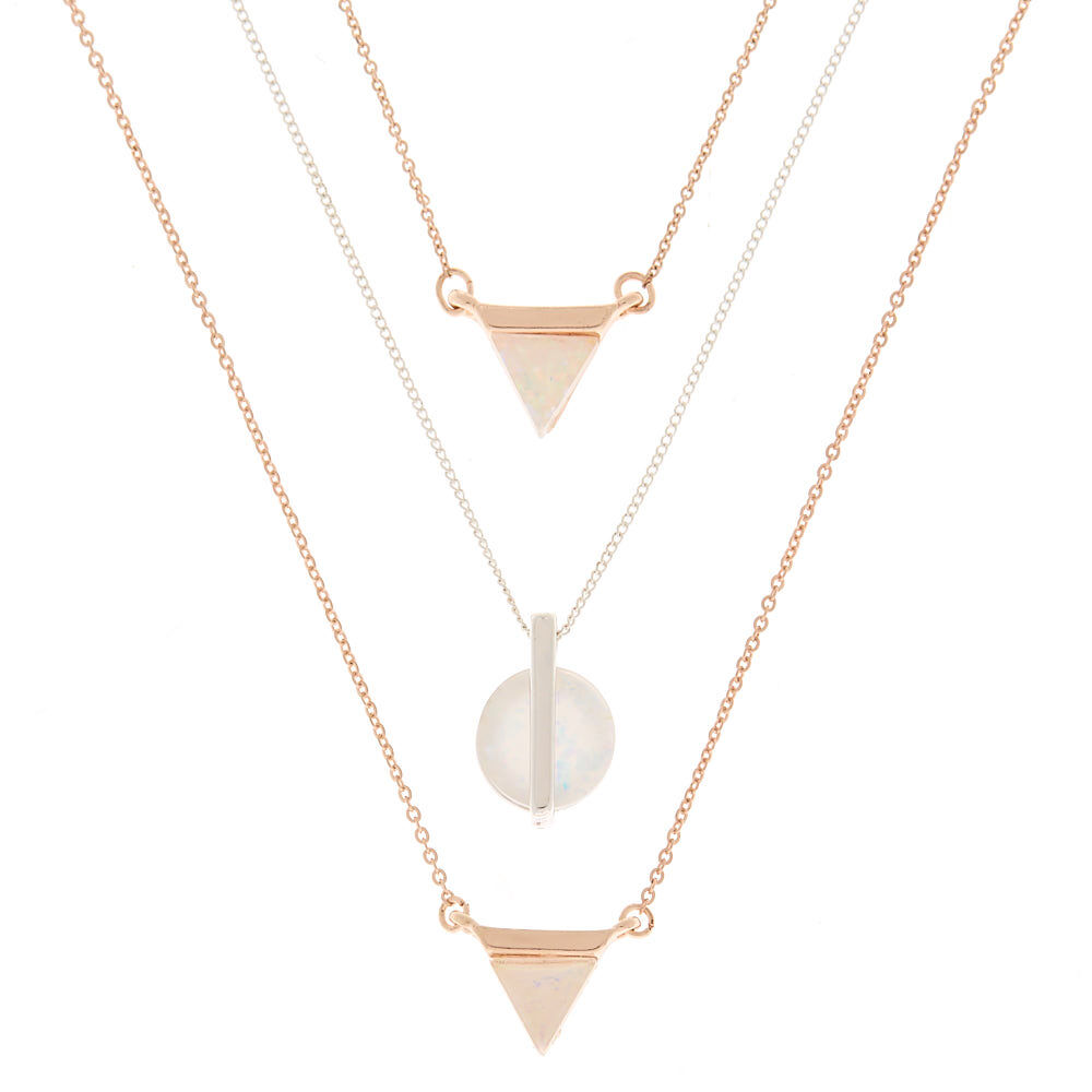Mixed Metal Lucite Shape Pendant Necklaces - 3 Pack,