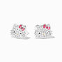 Sterling Silver Hello Kitty&reg; Pav&eacute; Crystal Stud Earrings,