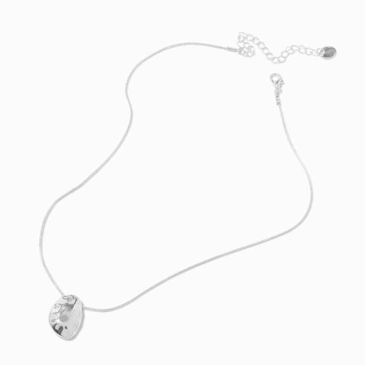 Silver-tone Textured Pebble Pendant Necklace,